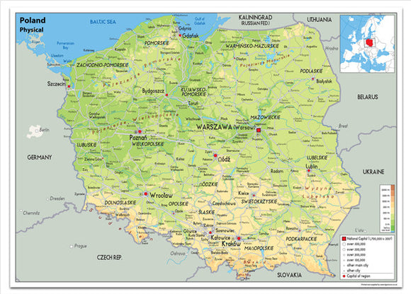 Poland Physical Map