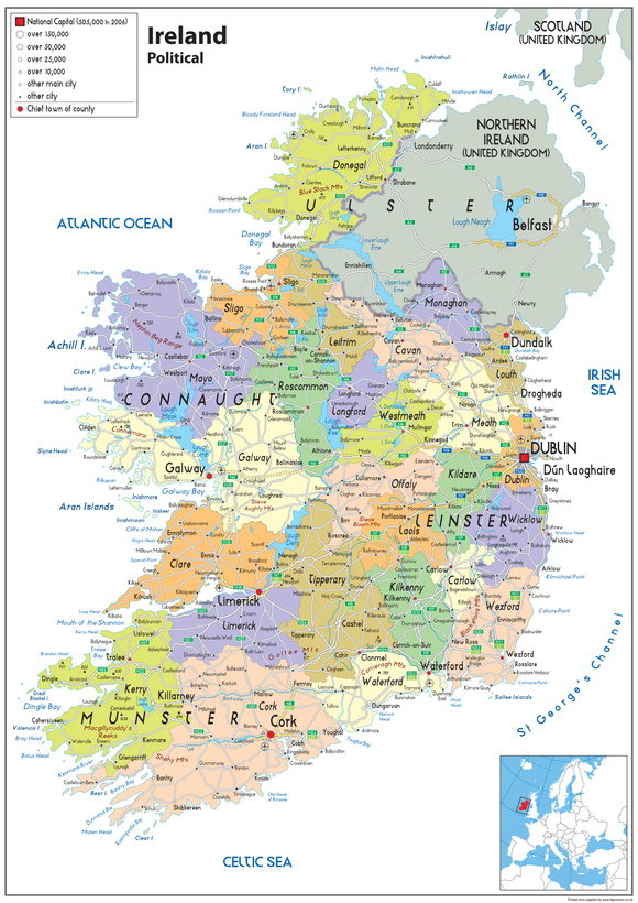 Ireland Political Map