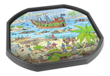 The Pirate Island tuff tray mat features pirates, treasure and sealife in a busy coastal cove Perfect for individual or small group imaginative play. Designed to fit in the Tuff Tray or the Tuff Spot.