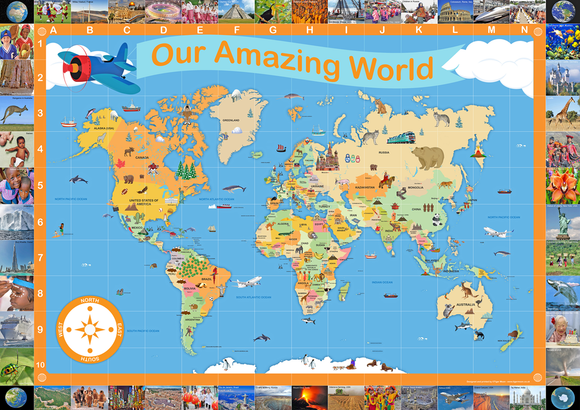Our Amazing World Pictorial Map Poster