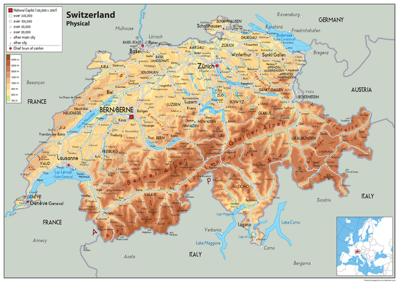 Switzerland Physical Map