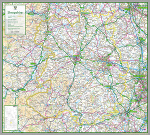 map of Shropshire, a county in England, UK. This map covers the county town of Shrewsbury and: Telford Wellington Dawley Madeley Oswestry Bridgnorth Ludlow Whitchurch Newport Market Drayton