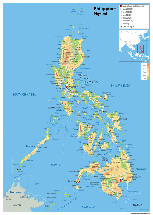Philippines Physical Map – Tiger Moon