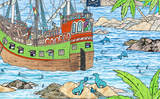 Extract from The Pirate Island tuff tray mat features pirates, treasure and sealife in a busy coastal cove Perfect for individual or small group imaginative play. Designed to fit in the Tuff Tray or the Tuff Spot.