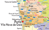 An extract from a political map of Portugal showing Porto