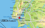 Portugal - physical map, extract showing Lisbon