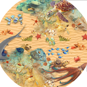 The Sea Floor mat is ideal for use with a Tuff Tray. Spot and name the sealife and add your own toy turtles, clown fish, squid and shells for more fun. Add water or sand to enhance the imaginative and sensory experience of exploring the ocean floor. Designed to fit in the Tuff Tray or the Tuff Spot.