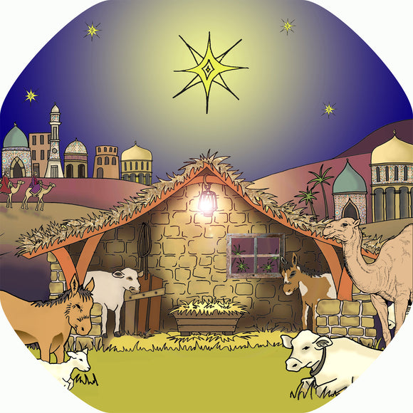 This Nativity mat is ideal for use with a Tuff Tray. Use it a festive base for Christmas craft activities and messy play, or add your own nativity characters to tell the story together in the stable under the Star of Bethlehem.  Printed onto a high quality, durable vinyl material.  86cm x 86cm (approx )  Designed to fit in the Tuff Tray or the Tuff Spot.