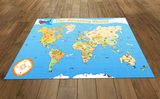 This illustrated map of the world is suitable for use with programmable floor robots such as Bee-Bots. It features a 15 cm grid overlay, place names and images relating to each country and can be used on the floor individually or as a group in the classroom.  120 x 180 cm  A Bee-Bot is a small programmable robot which introduces children to the concept of teaching directional language and creating simple programs. Children can develop, test, debug and retest sequences of code to reach their aims. 