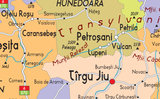 Extract from a politial map of Romania showing Tirgu Jiu