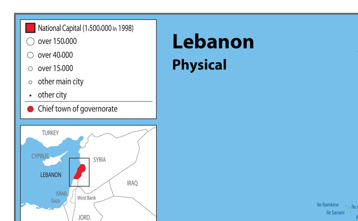Lebanon Physical Map – Tiger Moon