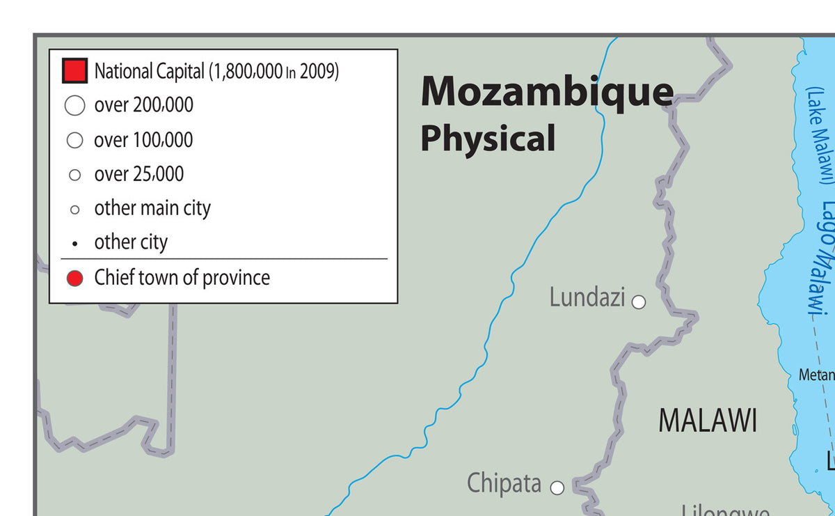 Mozambique Physical Map – Tiger Moon