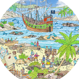 The Pirate Island tuff tray mat features pirates, treasure and sealife in a busy coastal cove Perfect for individual or small group imaginative play. Designed to fit in the Tuff Tray or the Tuff Spot.