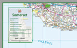 map of Somerset, a county in England, UK.  This map covers the towns:      Bath     Weston-super-Mare     Taunton     Yeovil     Bridgwater     Frome     Portishead     Burnham-on-Sea/Highbridge     Clevedon     Nailsea