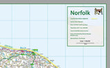map of Norfolk, a county in England, UK.  This map covers the city of Norwich and the towns:      King's Lynn     Great Yarmouth     Thetford     Gorleston-on-Sea     Dereham     Taverham     Wymondham     North Walsham