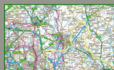 1:100,000 detailed map of Warwickshire, a county in the West Midlands of England, UK. This map covers the towns: Nuneaton Stratford Upon Avon Rugby Leamington Spa Bedworth Kenilworth 