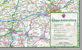 Map of Gloucestershire, a county in England, UK. This map covers the city of Gloucester and the towns:  Cheltenham, Kingswood,Filton, Stroud, Yate, Tewkesbury & Cirencester.