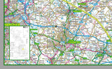 Exerpt from 1:100,000 detailed map of Leicestershire, a county in the Midlands of England, UK. This map covers the City of Leicester and towns: Loughborough Hinckley Melton Mowbray Market Harborough