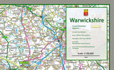 1:100,000 detailed map of Warwickshire, a county in the West Midlands of England, UK. This map covers the towns: Nuneaton Stratford Upon Avon Rugby Leamington Spa Bedworth Kenilworth 