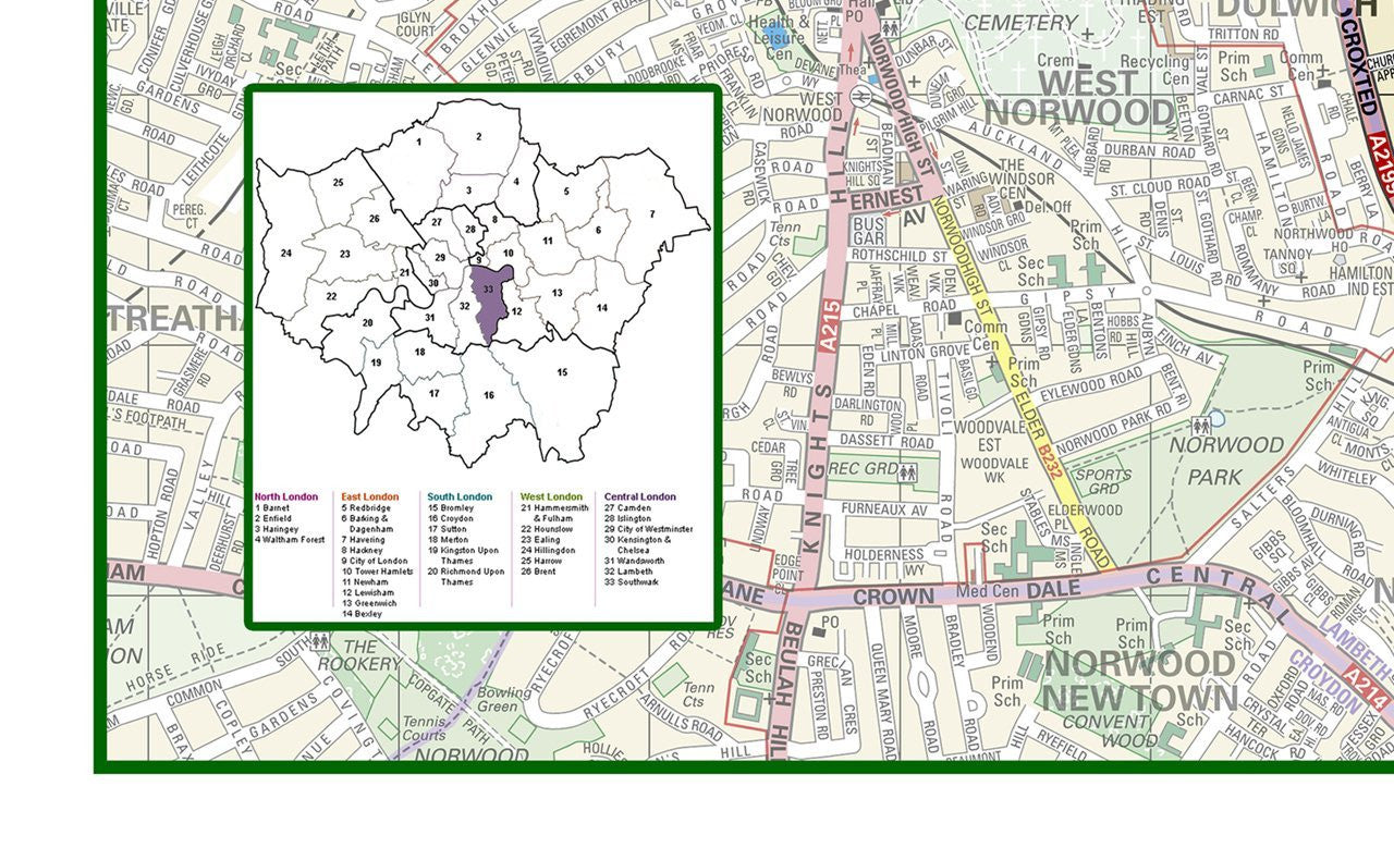Southwark London Borough Map – Tiger Moon