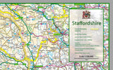 1:100,000 detailed map of Staffordshire, a county in the Midlands of England, UK. This map covers the two cities of Stoke-on-Trent & Lichfield and towns: Kidsgrove Tamworth Stafford Cannock Newcastle-under-Lyme Rugeley and the Districts/Boroughs of: Cannock Chase Lichfield South Staffordshire Staffordshire Moorlands East Staffordshire Newcastle-under-Lyme Stafford Tamworth