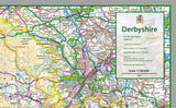 1:100,000 detailed map of Derbyshire, a county in the Midlands of England, UK. This map covers the City of Derby and towns: Chesterfield Dronfield Bolsover Belper Glossop Buxton Ilkeston Long Eaton Matlock Swadlincote and the Boroughs of: High Peak Derbyshire Dales South Derbyshire Erewash Amber Valley North East Derbyshire Chesterfield Bolsover City of Derby