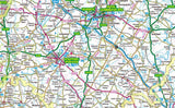 1:100,000 detailed map of Warwickshire, a county in the West Midlands of England, UK. This map covers the towns: Nuneaton Stratford Upon Avon Rugby Leamington Spa Bedworth Kenilworth 
