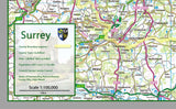  map of Surrey, a county in England, UK.  This map covers the towns:      Ashford     Camberley     Dorking‎     Epsom‎     Farnham‎     Godalming‎     Guildford‎     Haslemere‎     Horley‎     Leatherhead‎     Oxted‎     Reigate‎     Staines-upon-Thames     Sunbury-on-Thames‎     Weybridge     Woking