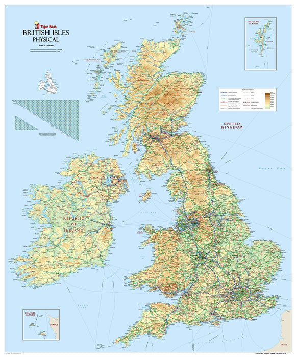 British Isles UK Physical Map