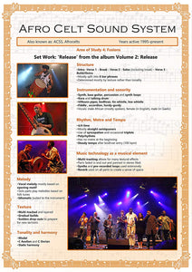 GCSE Music poster to support the study and revision of Afro Celt System, a set work for edexel GCSE music.