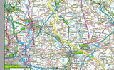 Exerpt from 1:100,000 detailed map of Leicestershire, a county in the Midlands of England, UK. This map covers the City of Leicester and towns: Loughborough Hinckley Melton Mowbray Market Harborough
