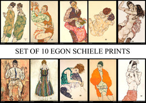Egon Schiele - Set of 10 Art Prints - A3 - Paper Laminated