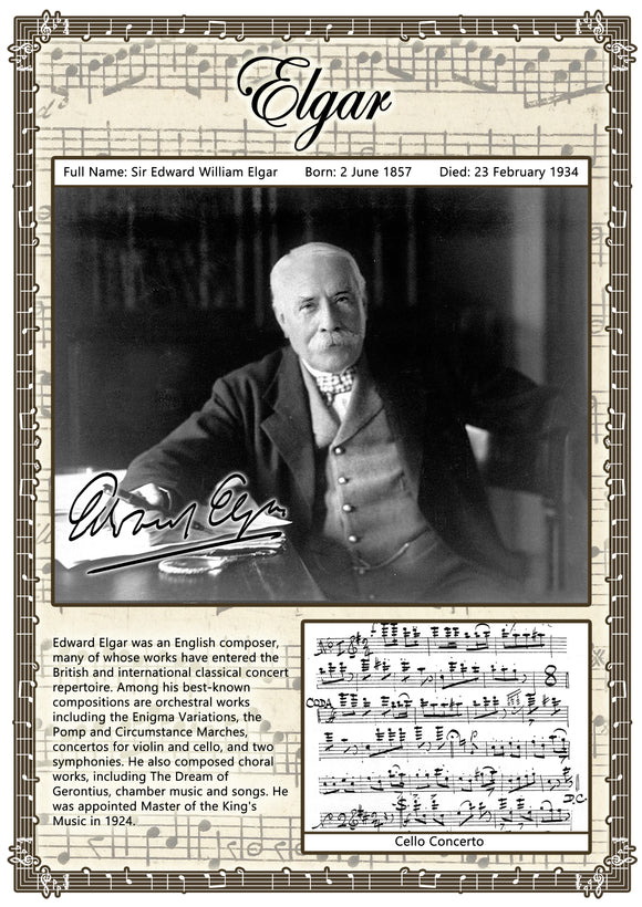 Elgar Music Composer Poster A2