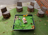 This artificial grass is ideal for use with our Tiger Play Tray. It's perfect for individual or small group play.       This insert mat is designed to perfectly fit in the Tiger Play Tray     Can be used with character or animal toys for imaginative play.     55cm x 55cm     Ideal for home use. Also great for small groups in classrooms.