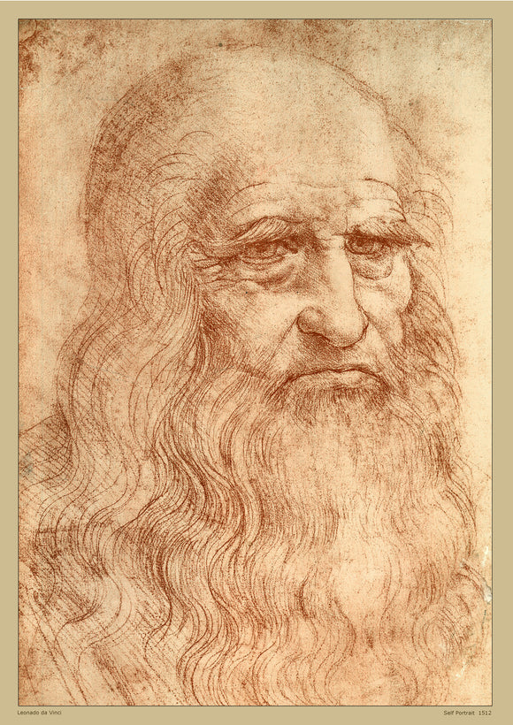 Portrait of a Man in Red Chalk - Leonardo Da Vinci Self Potrait - A2 Replica Print - Paper Laminated