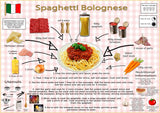 Simple Recipes For Children - Set of 6 Posters - Pizza, Chicken Fajitas, Omelette, Shepherd's Pie, Spaghetti Bolognese, Victoria Sponge