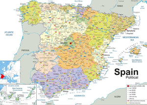 Spain is  in Southwestern Europe. The largest cities are:  Madrid Barcelona Valencia Seville Zaragoza Málaga Murcia Palma Las Palmas de Gran Canaria Bilbao Alicante Cordova