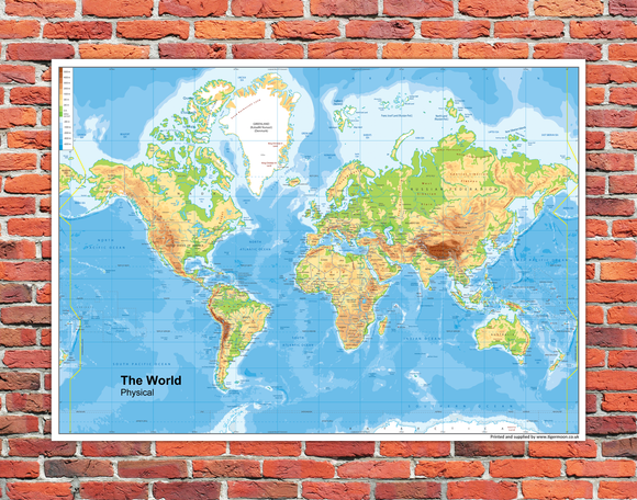 World Physical Map Board