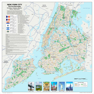 New York City street map - The Five Boroughs. 59cm x 59cm