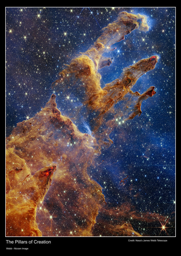 Pillars of Creation - Webb- Nicram image - James Webb Space Telescope Poster - A2 Size - 42 x 59.4 cm - Paper Laminated