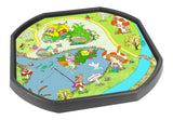 The Willow Lake tuff tray mat features fantasy and enchanted forests complete with  fairies, elves, pixies, mermaids, mushroom cottages and pumpkin houses. Perfect for individual or small group imaginative play. Designed to fit in the Tuff Tray or the Tuff Spot.