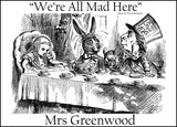 Personalised Alice in Wonderland Placemat "We're All Mad Here" - Teachers Gift