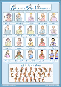 Sign Language Pl American Sign Language Poster- 20 Basic signs and Alphabet – Tiger Moon