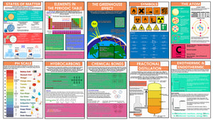 GCSE Science posters to support the study of Chemistry. The A3 posters feature the subjects:      Elements in the Periodic Table     States of Matter     The Greenhouse Effect     Symbols     The Atom     PH Scale     Hydrocarbons     Chemical Bonds     Fractional Distillation     Exothermic and Endothermic reactions