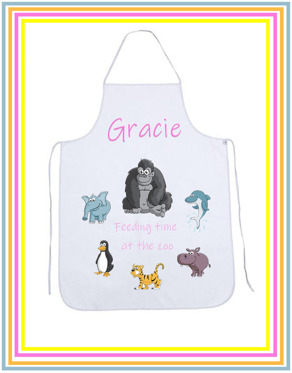 Childrens personalised apron - Zoo theme