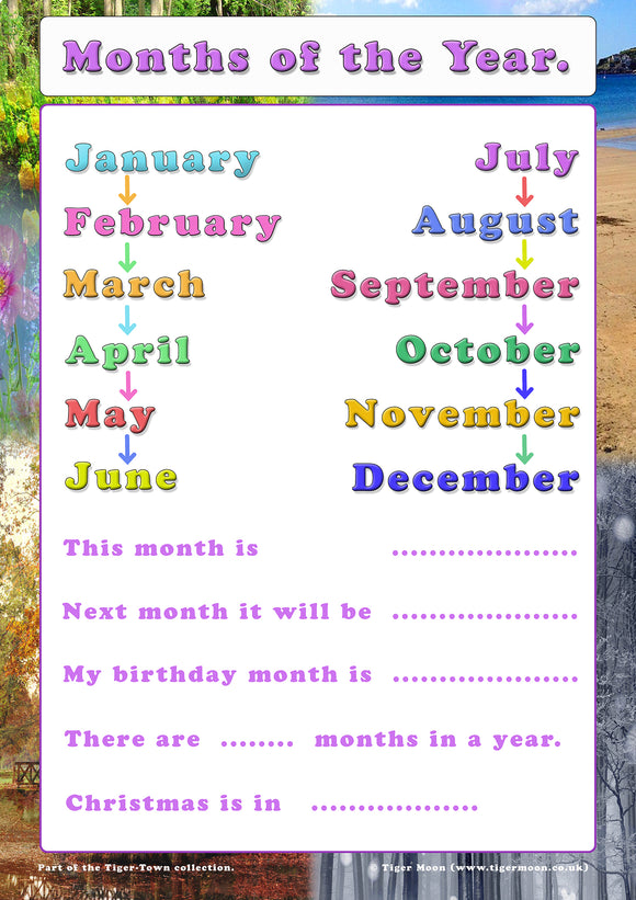 Months of the year poster A2