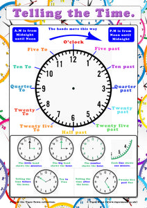 Telling the time poster A3