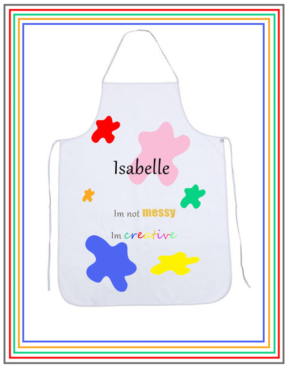Childrens personalised apron - Messy theme