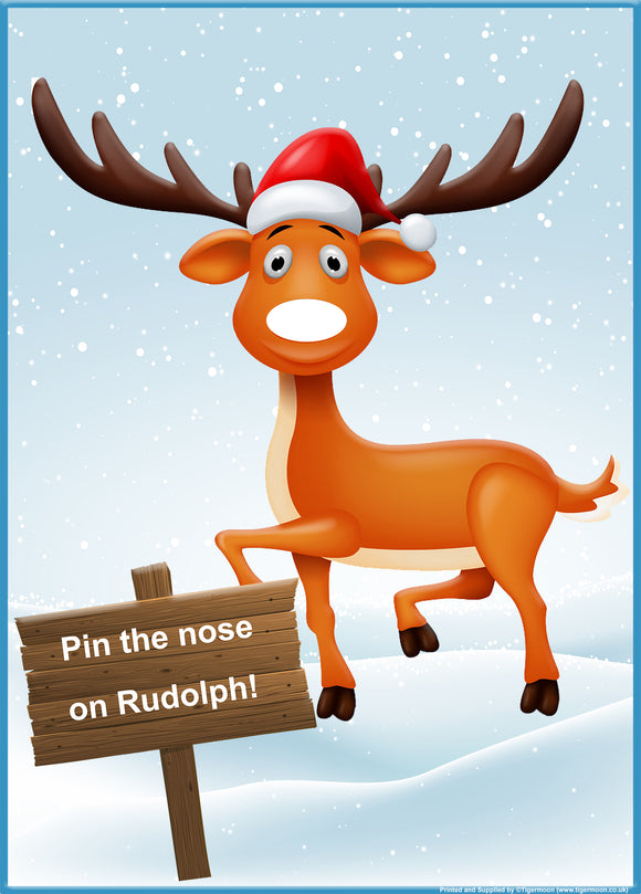 Close. Pin Rudolph Pin the Nose on Rudolph Christmas Party Game Poster – Tiger Moon