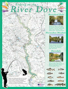 Fishing on the River Dove map poster A2